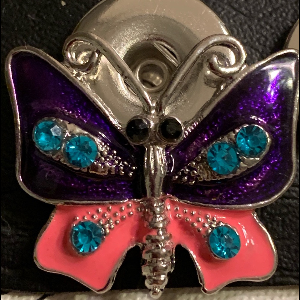 Purple and pink butterfly snap